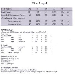 23-1 og 4 - Strikkeopskrift slges kun sammen med garn