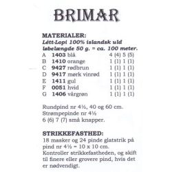 Brimar- Strikkeopskrift slges kun sammen med garn