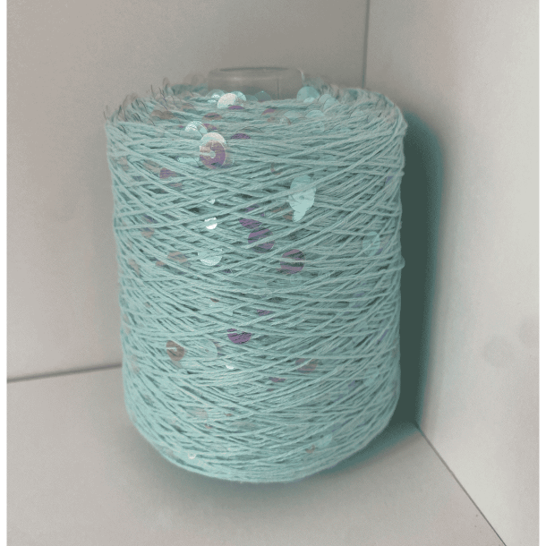 Bomuld med pailletter 146 - Mint/Transparent Lyser&oslash;d, Blank