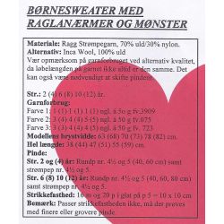Mnster til brnesweater med raglanrmer - slges kun sammen med garn