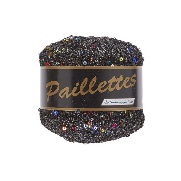 Paillettes - Lammy Yarns 412 - Sort m. Regnbue