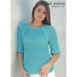 Bluse med 3/4 rmer i halvpatent