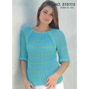 Bluse med 3/4 rmer i halvpatent