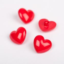 Knap - Rdt Hjerte - 15mm