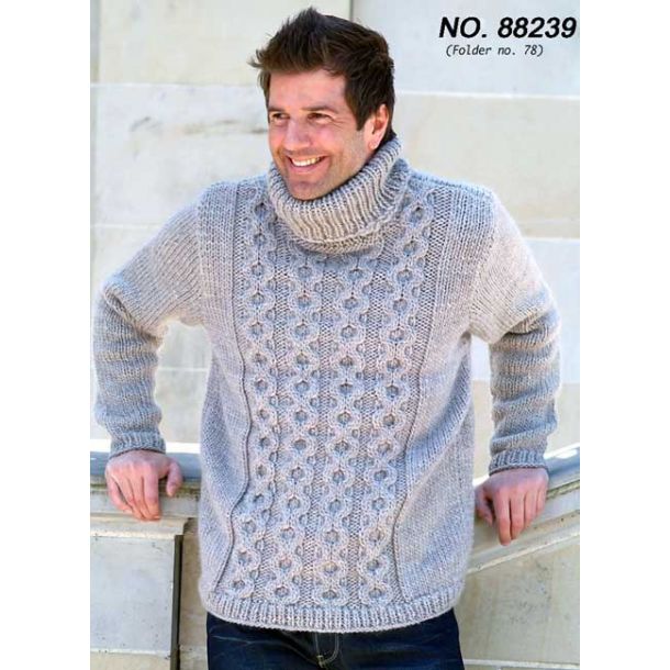 Strikkeopskrift - herresweater med aranmnster