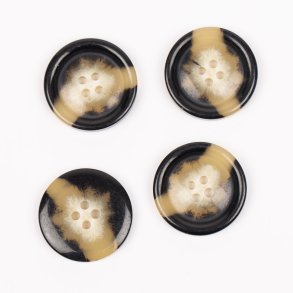 Knap - Imiteret Horn - Mokka - 25 mm