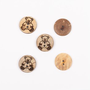 Knap - Kokosnd - Bamse - 15 mm