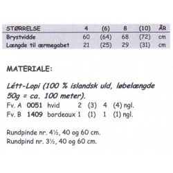 Blomustjrna barn - Strikkeopskrift slges kun sammen med garn