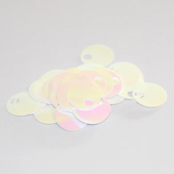 Pailletter - 20 mm - 50 stk Hvid Perlemors glans