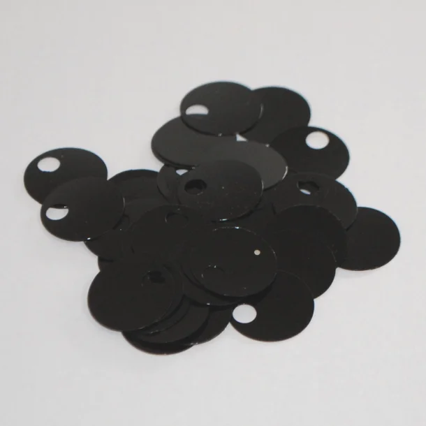 Pailletter - 20 mm - 50 stk Sort