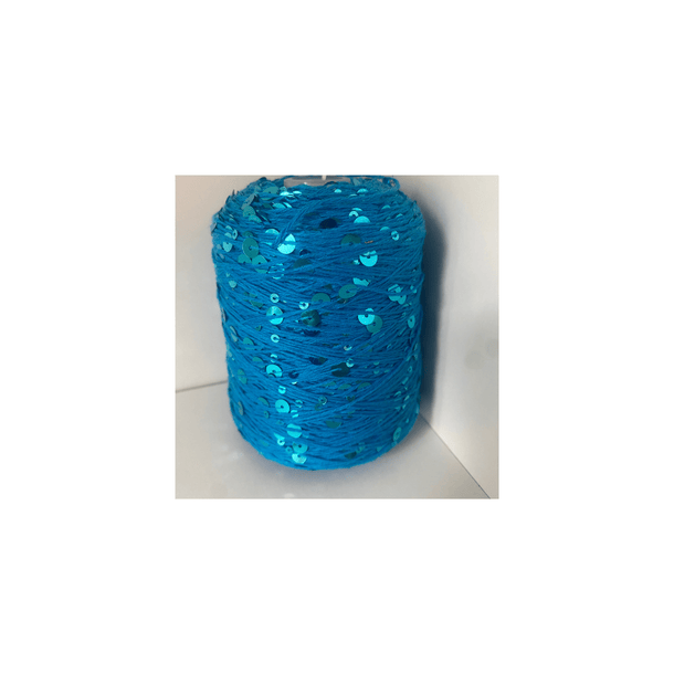 Bomuld med pailletter 32 - Turkis/Turkis, Blank