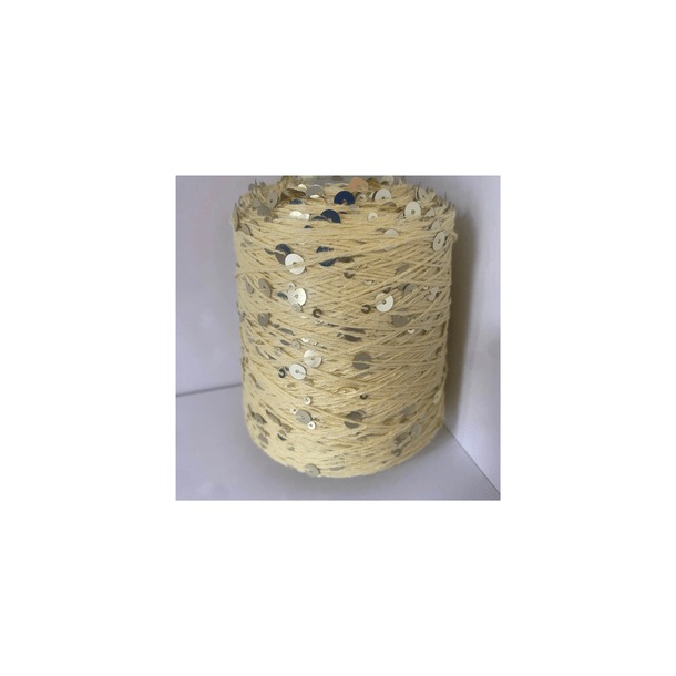 Bomuld med pailletter 33 Lysegul/Guld, Blank