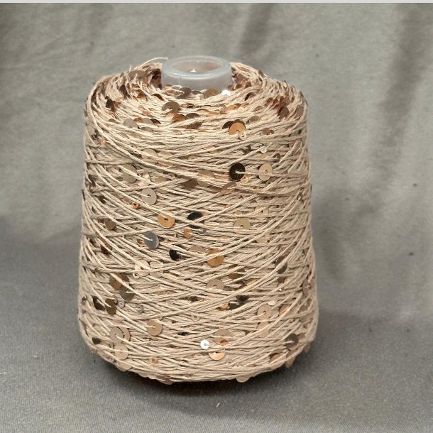 Bomuld med pailletter 103 - Lys beige/lys beige, blank