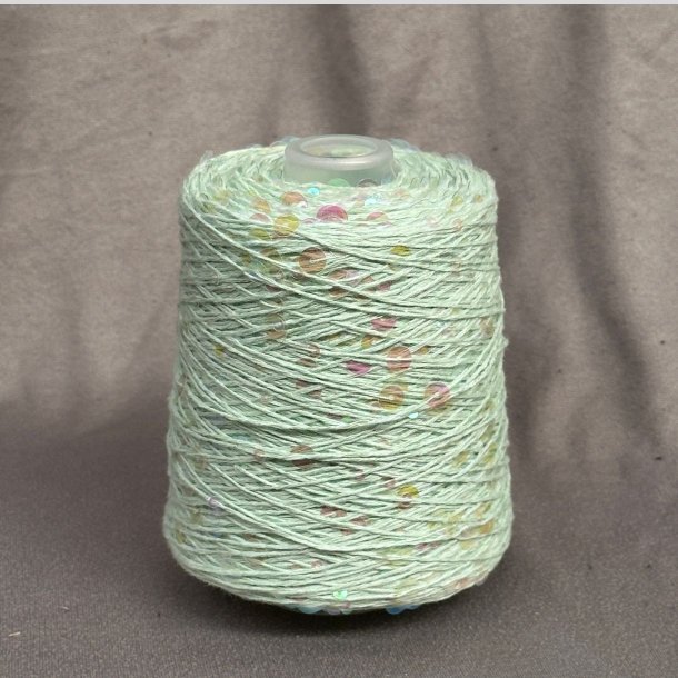 Bomuld med pailletter 120 - MInt/Transparent Lyser&oslash;d, Blank