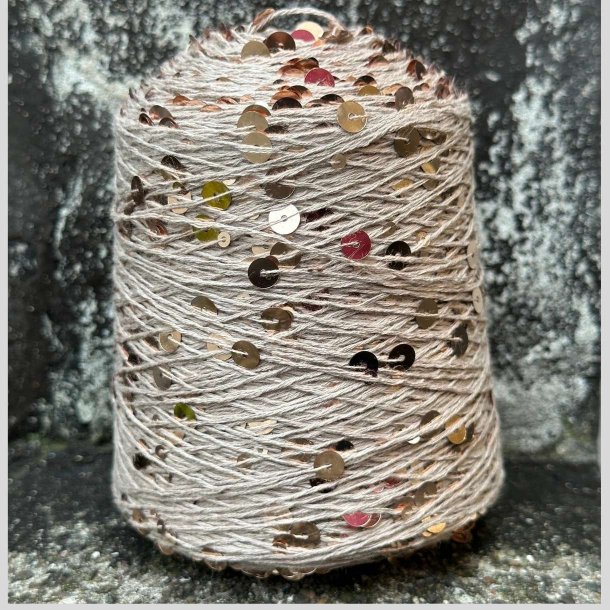 Bomuld med pailletter 135 Beige/Lys beige, blank