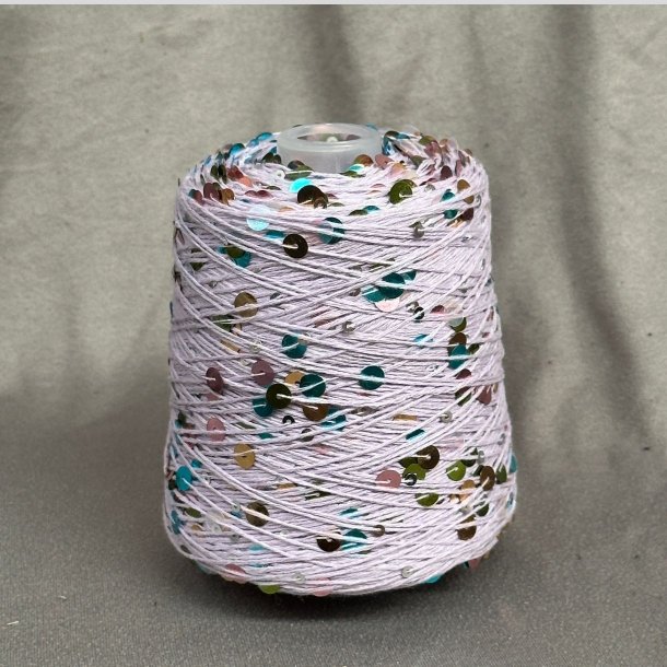 Bomuld med pailletter 150 - Lys lavendel/Multi, Blank