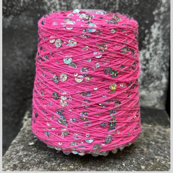 Bomuld med pailletter 62 Pink/Disko, blank