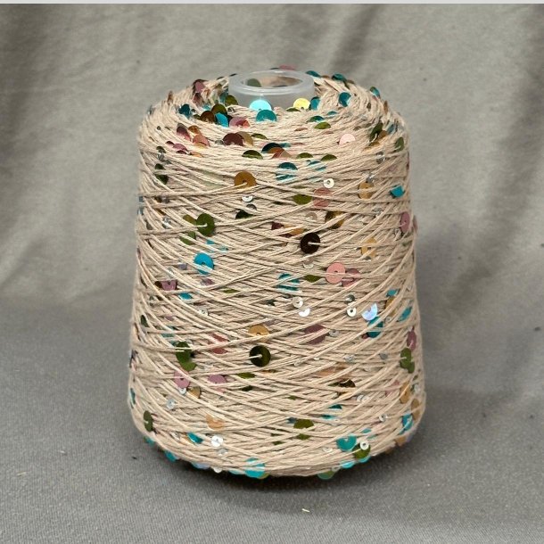 Bomuld med pailletter 76 - Beige/Multi, Blank