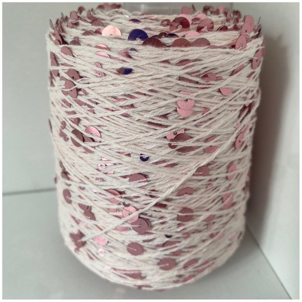 Bomuld med pailletter 23 - Svag Rosa/Rosa, Blank
