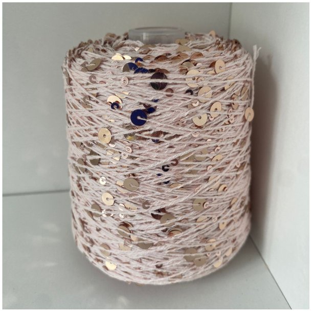 Bomuld med pailletter 26 - Svag Rosa/Rose Gold, Blank