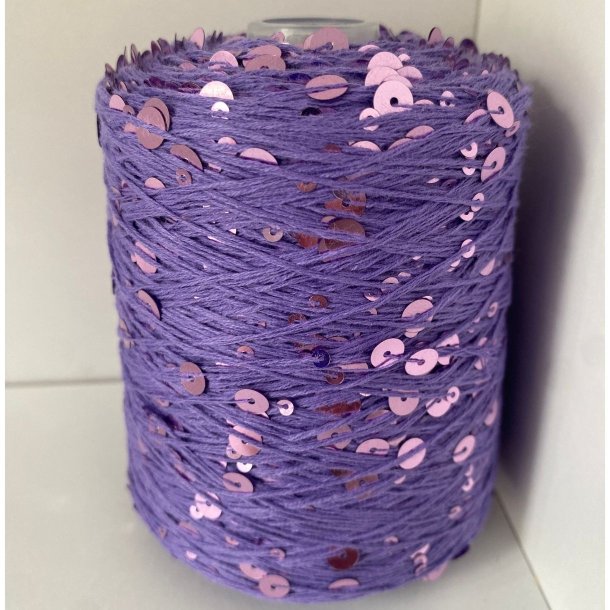 Bomuld med pailletter 38 - Lilla/Rosa, Blank