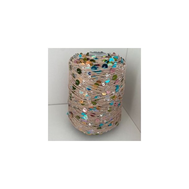 Bomuld med pailletter 76 - Beige/Multi, Blank