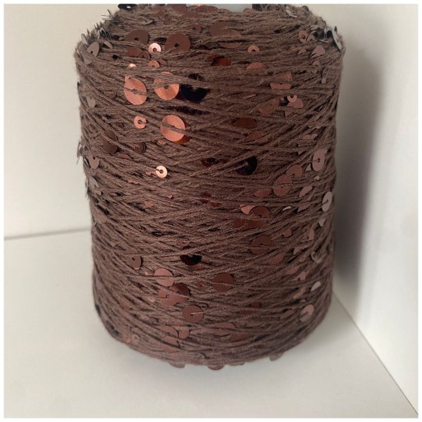 Bomuld med pailletter 113 - M&oslash;rkebrun/M&oslash;rkebrun, Blank