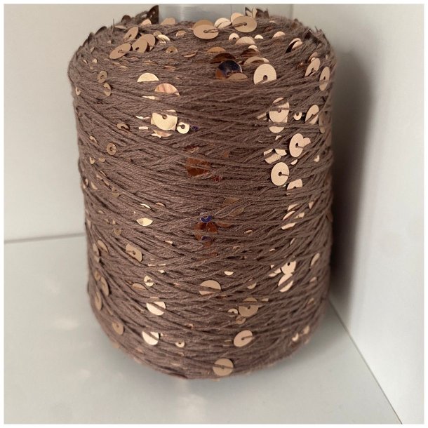 Bomuld med pailletter 140 -Lysebrun/Beige, Blank