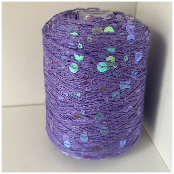 Bomuld med pailletter 137 - Lilla/Transparent Lyser&oslash;d, Blank