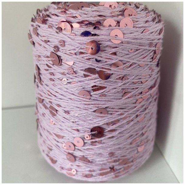 Bomuld med pailletter 106 -  Syren/Lyser&oslash;d, Blank