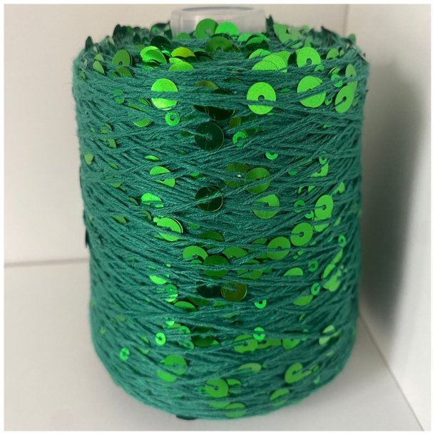 Bomuld med pailletter 102 - Gr&oslash;n/Gr&oslash;n, Blank