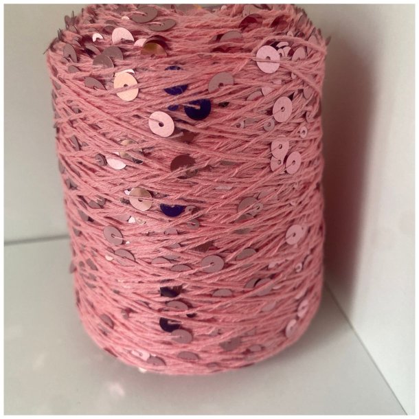 Bomuld med pailletter 87 - Lyser&oslash;d/Lyser&oslash;d, Blank