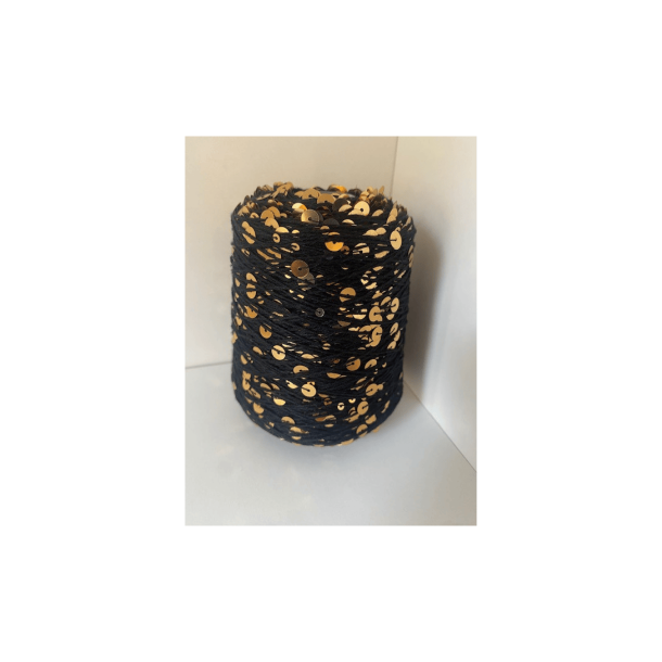 Bomuld med pailletter 7 - Sort/Guld, Blank