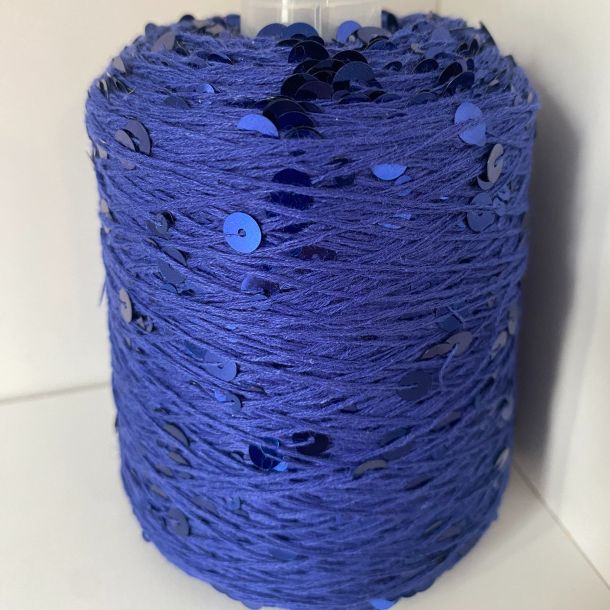 Bomuld med pailletter 40 - Bl&aring;/Bl&aring; , Blank