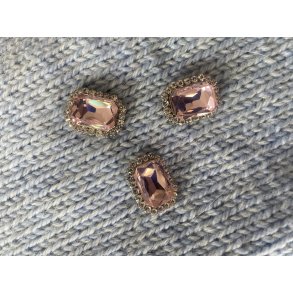 Knap m. je - Simili - Slv/Lyserd - 15 x 20 mm