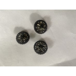 Knap m. je - Gr/Sort - Metal - 20 mm