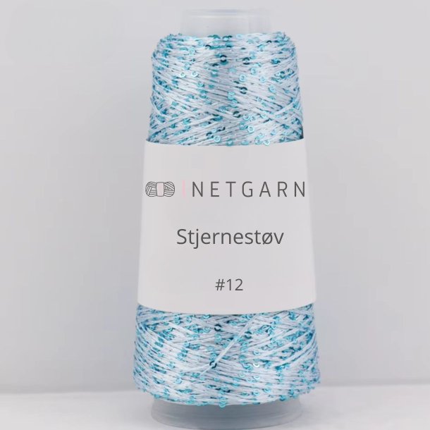 Netgarns Stjernest�v 12 Lys bl&aring; med bl&aring; pailletter