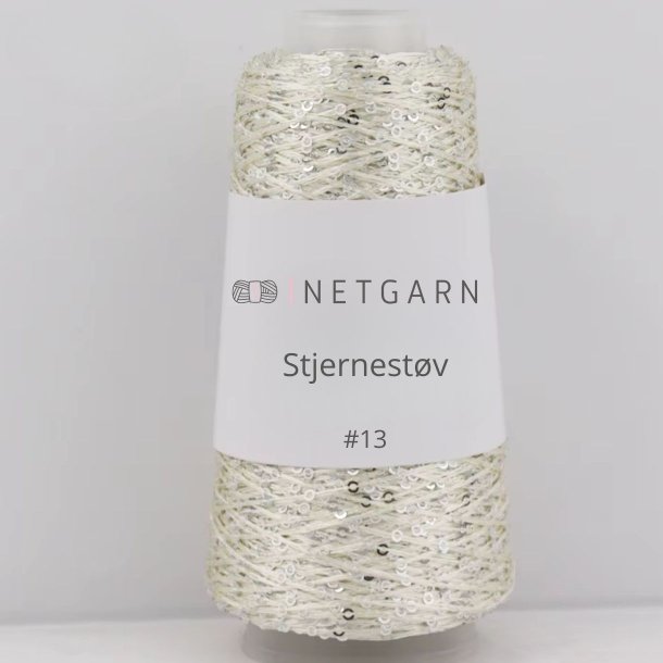 Netgarns Stjernest�v 13 Hvid med s&oslash;lv pailletter