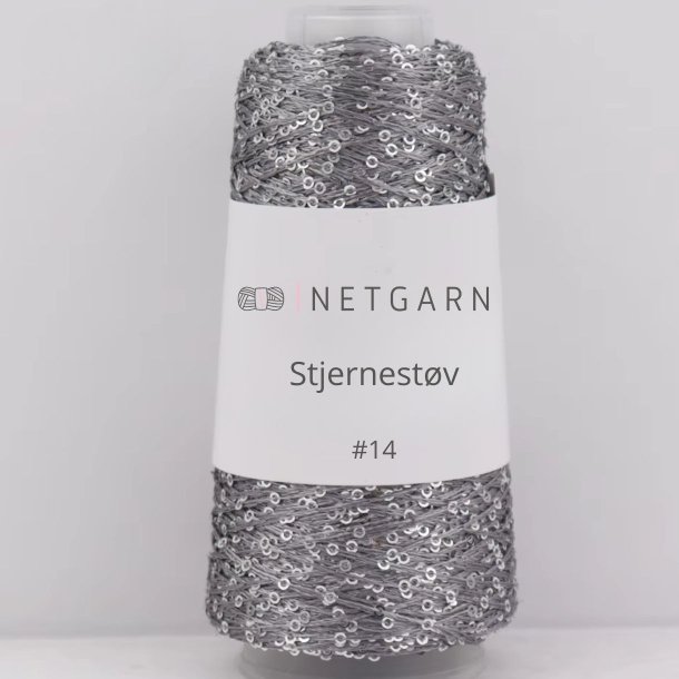 Netgarns Stjernest�v 14 Lys gr&aring; med s&oslash;lv pailletter