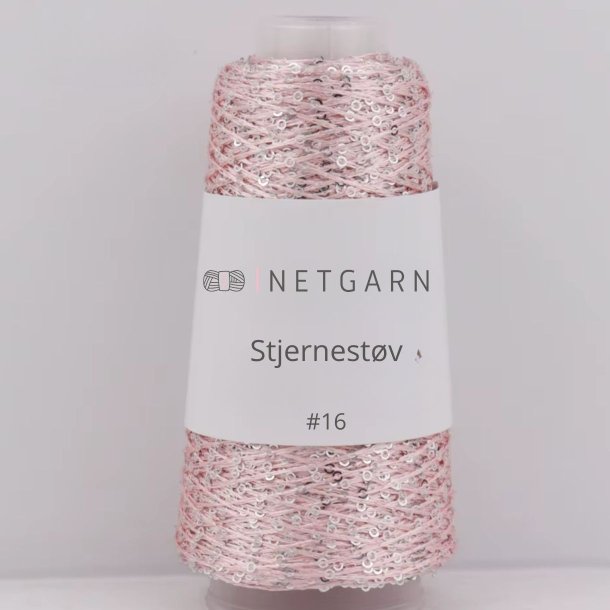 Netgarns Stjernest�v 16 Rosa med s&oslash;lv pailletter