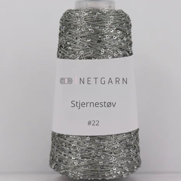 Netgarns Stjernest�v 22 Gr&aring; med s&oslash;lv pailletter
