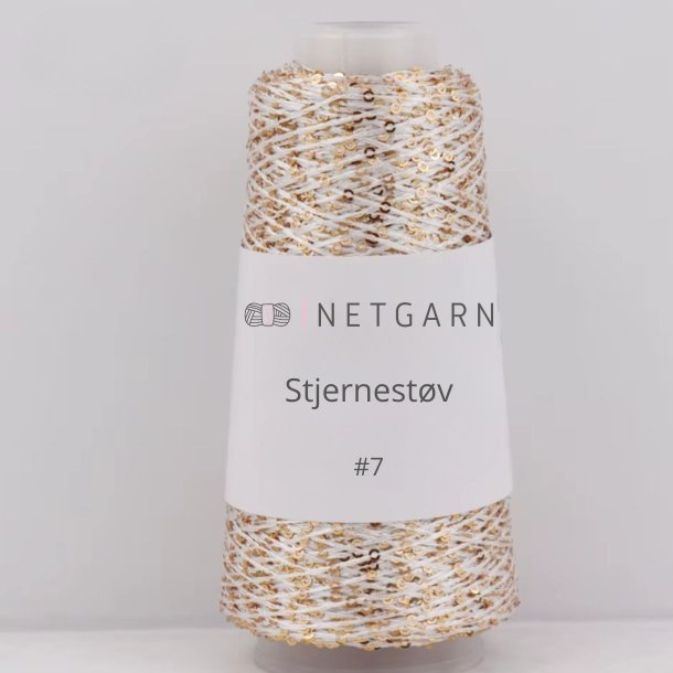 Netgarns Stjernest�v 7 Hvid med guld pailletter