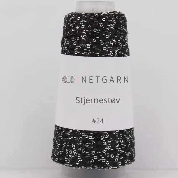 Netgarns Stjernest�v 24 Sort med s&oslash;lv pailletter