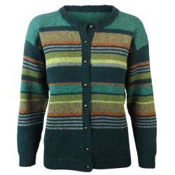 Strikkekit - Stribet grn - Hanne Larsen- Str. L-XL