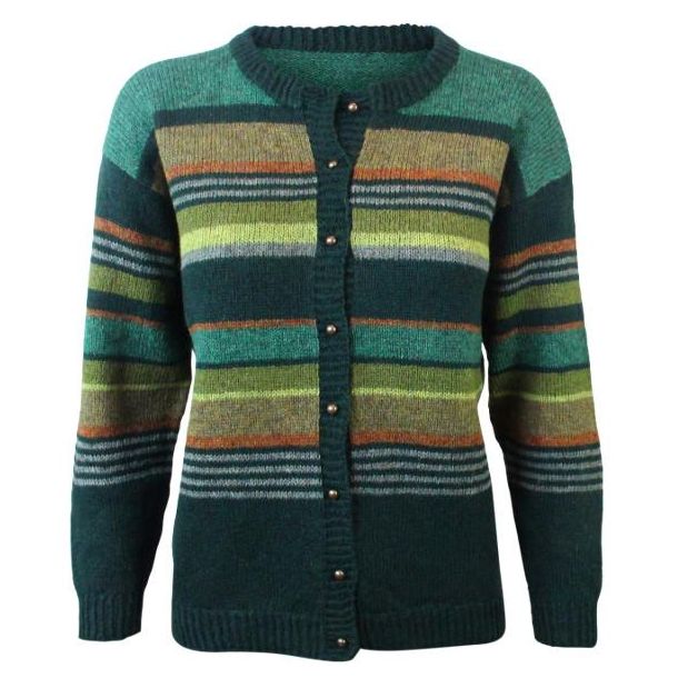 Strikkekit - Stribet grn - Hanne Larsen- Str. L-XL