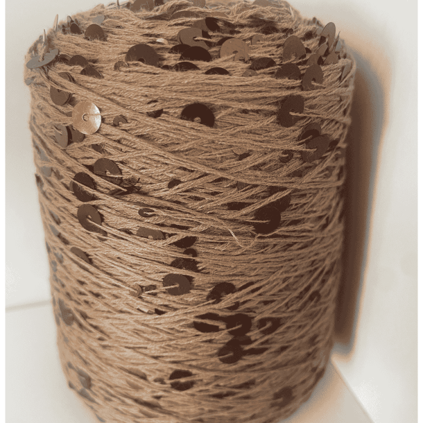 Bomuld med pailletter 112 - Caramel/Kobber, Blank