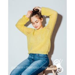 Strikkekit - Gul damebluse Str XL - Navia