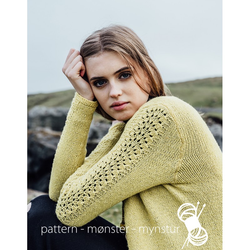 Strikkekit - Cardigan med hulmønster på ærmerne - navia