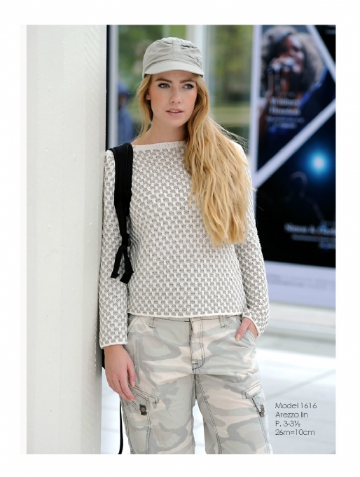 Strikkekit - Bluse med to-farvet m�nster - Hjertegarn