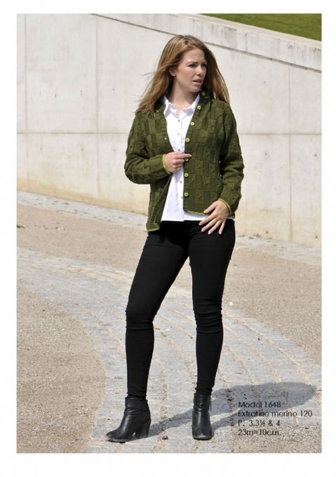 Strikkekit - Cardigan med ternmnster - Hjertegarn